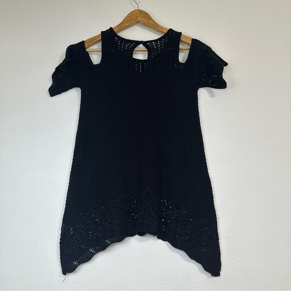 LC Lauren Conrad Crochet Black Cold Shoulder Preppy Tunic - Picture 3 of 11